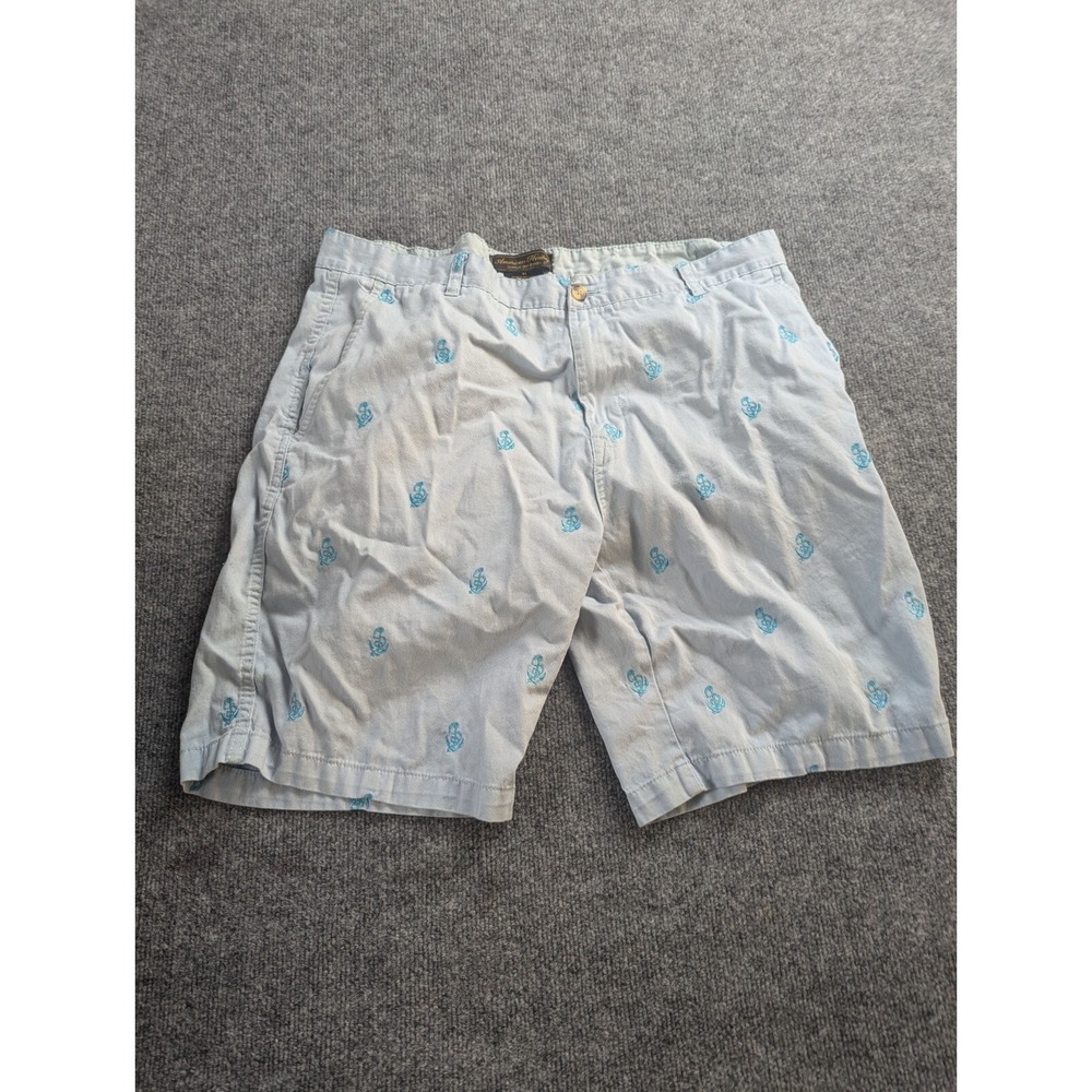American Heritage Shorts Mens 40 Blue Dawson and Brooks Flat Front Cotton Anchor